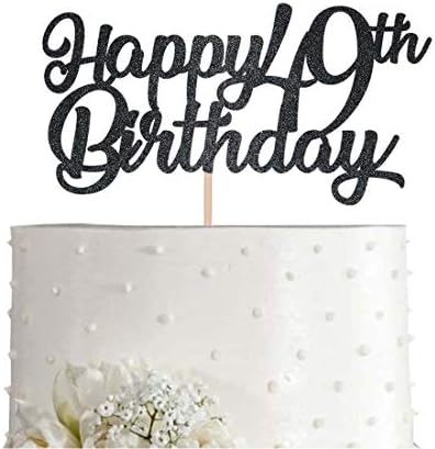 Black Happy 49th Birthday Cake Topper, Black Glitter Cheers To 49 Years Party Cakes Decorations, Supply