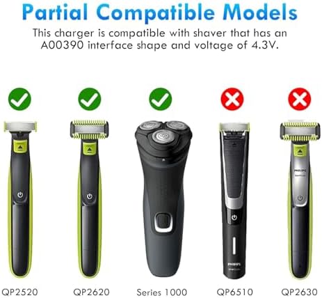4.3V Charger for Philips Norelco One Blade QP2520 QP2521 QP2522 QP2510 QP2515 QP2620 QP2721 MG5700 MG3740 MG3730 MG3720 MG3710 QG3330 QT4000 Electric Shaver Trimmer