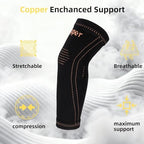 Arm compression Sleeve (1 Pair),Copper Elbow Compression Sleeve,Elbow Brace for Tennis Elbow Tendonitis,Full Arm Sleeve for Men & Women,Sports Support & Recovery (Black, Medium)