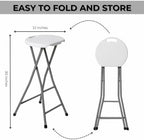 30 Inch Tall Folding Stool Chair | Heavy Duty Plastic Stool Chair | Portable Foldable Bar Height Stools with Handle for Indoor & Outdoor | Bar Stools with Footrest | 300lbs Capacity | White (1)