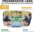 SKYOAK Excellent TR90 Unbreakable Progressive Multifocus Reading Glasses for Men, Thick Frame Anti Blue Light/UV Readers, 2 PACK Quality Chunky Computer Glass No-Line Multifocal Eyeglasses C1, +1.75x