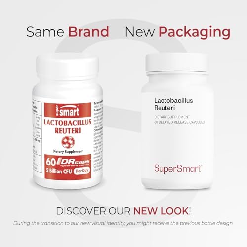 Supersmart - Lactobacillus Reuteri 5 Billion CFU per Day - Probiotic Supplement | Non-GMO & Gluten Free - 60 DR Capsules