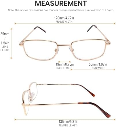 Calabria R754 Rectangular Metal Reading Glasses Men Retro Designer Thin Readers Trendy Stylish Eyeglasses Vintage