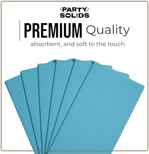 Turquoise Dinner Napkins Disposable 8" x 4" Folded - 40 Pcs 2 Ply Turquoise Napkins Disposable Paper Guest Towels for Bathrooms, Dinners, Everyday Parties & Party Supplies
