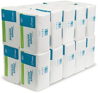 Morsoft by Morcon Commercial Dinner Napkins, 2-Ply, 14.2 in. x 16.5 in., White, 20 packs of 150 Napkins, 3,000 count