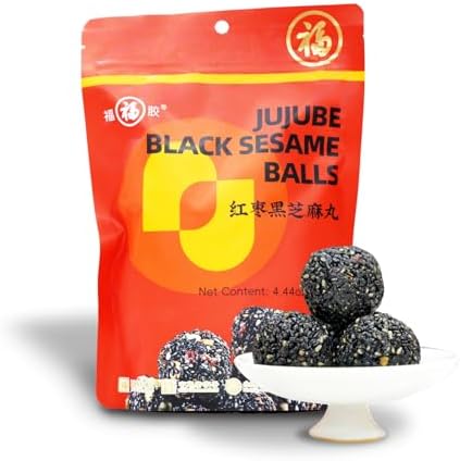 Organic Date Black Sesame Balls Snacks Pure Honey Handmade Date Black Sesame Pills Plant Protein Sources Vegan Jujube Snacks(3 Bag, Date)