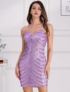 ODIZLI Women's Spaghetti Straps Sparkly Sequins Bodycon Mini Dress Party Nightclub Homecoming Dresses