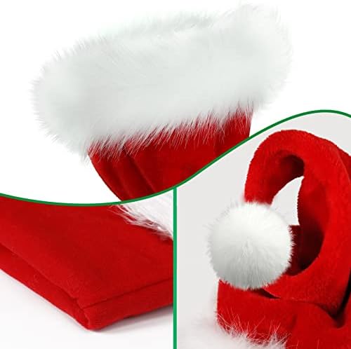 Christmas Hat, Santa Hat for Adults/Kids/Baby Red Velvet Double Extra Thicken Unisex Xmas Hats for New Year Holiday Party