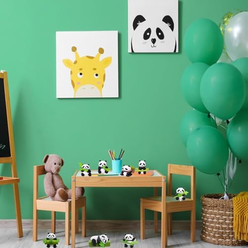 8 Pcs Mini Panda Figurine, Cute Resin Panda Statue, Pandas Cake Topper Decor, DIY Miniature Landscape, Little Bears with Bamboo, Birthday Party Cake Decorations Collection Supplies