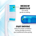 Lingito Mini Toothbrush with Cover, Camping & Travel Size with Case, Adults Kit (3 Pack)