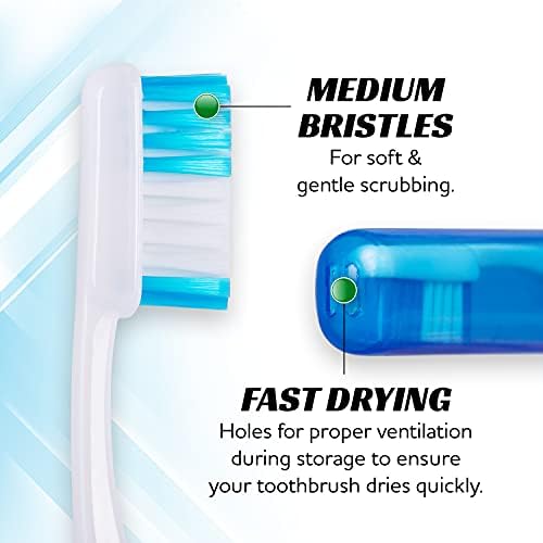 Lingito Mini Toothbrush with Cover, Camping & Travel Size with Case, Adults Kit (3 Pack)