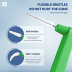 80 Count Interdental Brush Cleaners Dental Brushes Toothpick Tooth Flossing Head Oral Dental Hygiene Brush Interdental Angle Brushes with Portable Case Easy Use for Tooth Cleaning (Green, Tight Teeth)