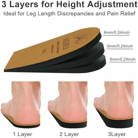 SIIHEA Adjustable Heel Lifts for Shoes, 1/4'' Height Increase Insoles for Achilles Tendonitis, Heel Pain, Leg Length Discrepancy, Plantar Fasciitis, Shoe Lifts Men, Women (Brown, Medium (1 Pair))