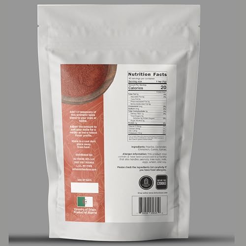 North African Couscous Spice Blend - XL Family Size 7oz (200g) - Perfect for Couscous, Slow Cook, Marinades, Stews - Non-GMO - Reseable Bag -