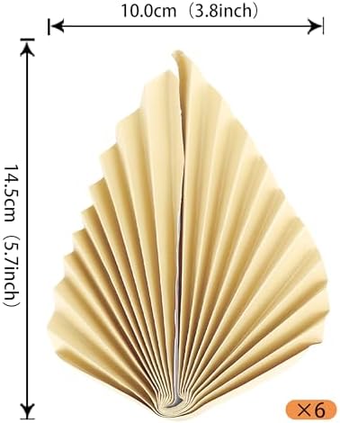 6 PCS Paper Palm Leaves Fan Cake Toppers Palm Leaf Fan Cake Picks Craft DIY Fan Cupcake Toppers Palm Spear Leaves Cake Decorations for Baby Shower Wedding Birthday Party Decor Supplies Beige