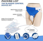 Wearable Urine Collector for Elderly Men with Reusable Silicone Pouch, Breathable Fixing Pants, Urinary Bag Set with 2000ml and 1000ml Bags and 1.2m Drain Tube, Elderly Men Black