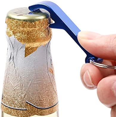 SEIWEI Metal Beer Bottle Opener Aluminum Keychain Pocket Bottle Openers with Key Ring for Bar Beverage Can for Men Women (Blue)
