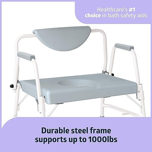 Medline Bariatric Drop-Arm Commode - Heavy Duty Steel Toilet Chair for Disabled and Elderly, 1,000 lb. Weight Capacity