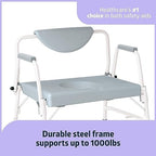 Medline Bariatric Drop-Arm Commode - Heavy Duty Steel Toilet Chair for Disabled and Elderly, 1,000 lb. Weight Capacity