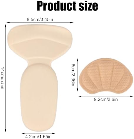 4 Pairs Adhesive Heel Cushion Pads, Back of Heel Grips Inserts Shoe Filler Guards Liners Protector for Loose Shoes & Too Big Boots for Women Men to Improve Shoe Fit (Beige)