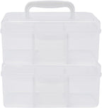 First Aid Box and Pet Frist Aid Storage Bin, Plastic Medicine Kit Case Empty, Divided Medicine Storage Box with Locking Lid & Handle, Traveling Emergency Supply Organizer for Family and Pet