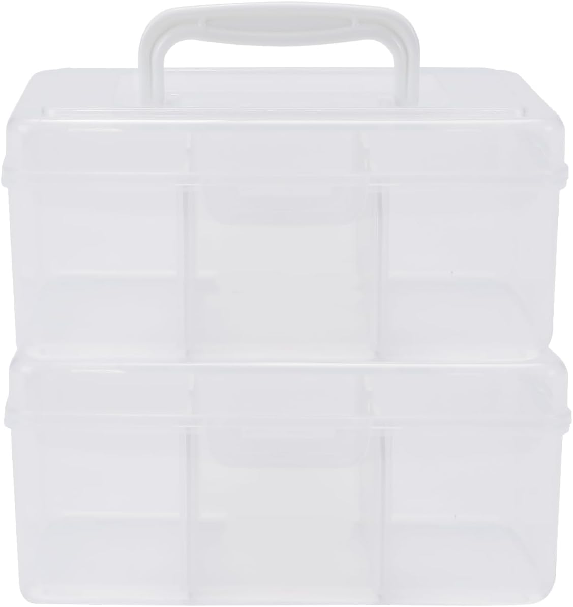 First Aid Box and Pet Frist Aid Storage Bin, Plastic Medicine Kit Case Empty, Divided Medicine Storage Box with Locking Lid & Handle, Traveling Emergency Supply Organizer for Family and Pet