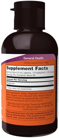 NOW Foods Supplements, Liquid Melatonin, 3 mg Per Serving, Fast Absorbtion and Great Taste, 2-Ounces