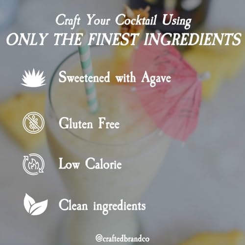 Crafted Cocktails Piña Colada Mix | 2 Pack | Only 80 Calories per Serving | Premium Coconut Cream, Pineapple Juice, & Sweetened with Agave | Makes about 8 Cocktails or Mocktails per Bottle