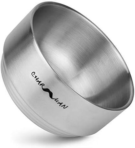Stainless Steel Shaving Soap & Cream Bowl with Lid | Three-walls Heat Preservation | Heavy Weight Steel