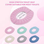 Tegeme 12 Pack 11.8'' Thicker Bathroom Toilet Seat Cover Pads Bulk Soft Comfortable Cushion Cover Stretchable Toilet Seat Elastic Washable Fabric Easy to Install for Home Bathroom Restroom, 6 Colors