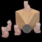 Justinstones Carved Natural Rose Quartz Cat Guardian Statue Home Decor Reiki Chakra Healing Crystal Desk Gemstone Decoration Stone Crafts Gemstone Collectible Gift