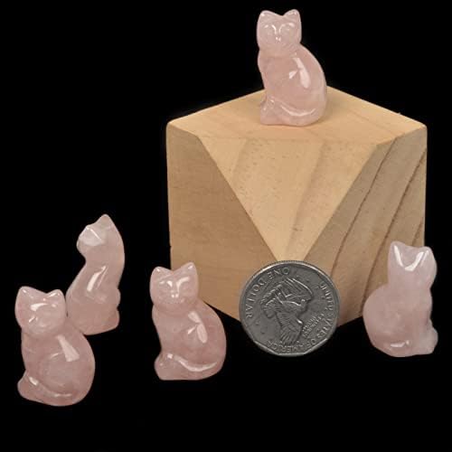 Justinstones Carved Natural Rose Quartz Cat Guardian Statue Home Decor Reiki Chakra Healing Crystal Desk Gemstone Decoration Stone Crafts Gemstone Collectible Gift