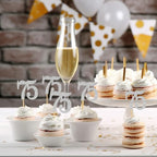 50pcs 75th Cupcake Toppers Silver Glitter Number 75 Cake Picks for Birthday Wedding Anniversary Party Decorations