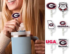 6 Georgia Bulldogs Straw Covers (10 millimeter) UGA Football Fan Merchandise Fits Large 40 oz Stanley Size Water Bottles (10 mm) (Georgia Bulldogs)
