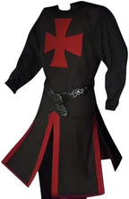 Medieval Crusader Knight Robe with Hooded Cloak & Surcoat for Warrior Renaissance Templar Tunic Epic Cosplay Costume