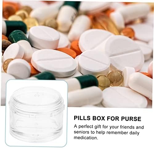 7pcs Mini Travel Medicine Organizer Round Container with Compartments Portable Small Pill Box for Daily Use and Business Trips