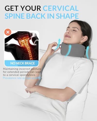 Neck Brace for Neck Pain & Support - Cervical Collar with Soft Nylon-Spandex for Keep Vertebrae Stable & Aligned for Women & Men - Ideal for Sleeping, Working, Neck Injury Recovery