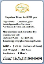 Ghasitaram Gifts Jaiccha Sugarfree Besan barfi 200 gms|Gift for Diwali,Holi,Valentine,Birthday,Anniversary,Gift for Her,Him,Mothers Day,Fathers Day|