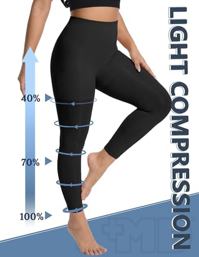 +MD 140D Light Compression Pantyhose for Women, 15-20mmHg Graduated Compression Tights, Footless Leggings for Leg Support
