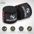 Nuviqo Knee Wraps (Pair) for Weightlifting – 78 Inch Maximum Compression