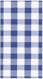 Caspari Gingham Paper Guest Towel Napkins in Blue, 15 Per Package