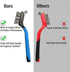 Mini Wire Brush Set 6Pcs - Stainless Steel Wire with Curved Handle Grip for Rust, Dirt & Paint Scrubbing with Deep Cleaning