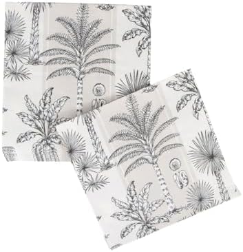 Caspari Southern Palms Flax & White Luncheon Napkins - 20 Per Package