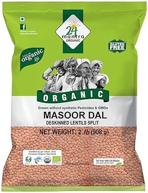 24 Mantara 24 Mantra Organic Masoor Dal - 2 Lb,, 2 Pound