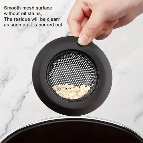 2 Pack - Black Kitchen Sink Strainer, Stainless Steel, Anti-Clogging, Large Wide Rim 4.5 Inch Diameter,Black