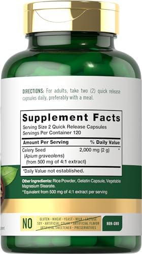 Carlyle Celery Seed Extract Capsules | 240 Count | Traditional Herb Supplement | Non-GMO and Gluten Free Formula