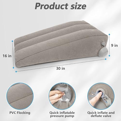 Inmoredo Inflatable Leg Elevation Pillow for After Surgery, Leg Wedge Pillow for Post-Surgery Recovery, Adjustable Height for Foot Ankle Knee, with Easy Press Pump Valve, Single Leg