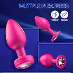 Anal Plug Sex Toys Vibrator–3Pcs Silicone Butt Plugs Training Kit with Remote Control, 10 Vibration Modes, Prostate Massager for Adults – Pink