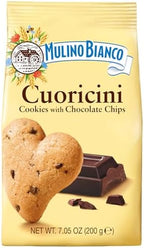 Mulino Bianco Cuoricini Cookies with Chocolate Chips | Heart-Shaped Italian Biscuits | No Palm Oil | Product of Italy | 7.05 Oz (200 g)