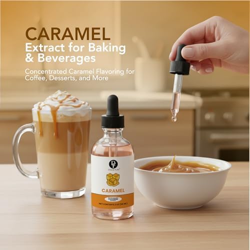 Dolce Flav Natural Caramel Extract - 2 Ounce Water-Soluble Multipurpose Flavoring Ideal for Baked Goods, Beverages, Coffee, Desserts & Ice Cream - Perfect Kitchen Gift for Holidays